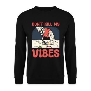 Don't Kill My Vibes Billardspieler - Unisex Pullover - Schwarz - Vorne - Alina (178cm) & Michal (187cm)