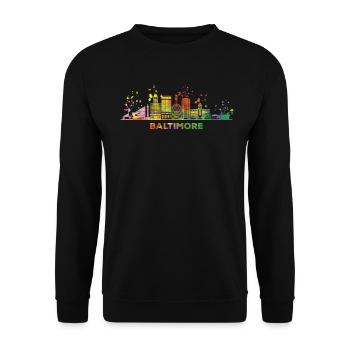 Baltimorean Watercolor Skyline Baltimore - Unisex Sweatshirt - black - Front - Alina (178cm) & Michal (187cm)