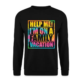 Hilfe, Ich Bin Im Familienurlaub - Unisex Pullover - Schwarz - Vorne - Alina (178cm) & Michal (187cm)