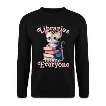 Libraries are for everyone Librarian - Unisex Sweatshirt - black - Front - Alina (178cm) & Michal (187cm)