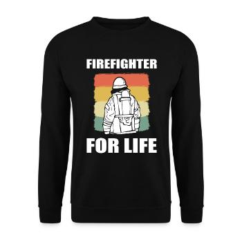 Stolzer Feuerwehrmann Feuerwehr - Unisex Pullover - Schwarz - Vorne - Alina (178cm) & Michal (187cm)