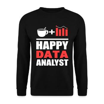 Glücklicher Datenanalyst Systemanalytiker - Unisex Pullover - Schwarz - Vorne - Alina (178cm) & Michal (187cm)
