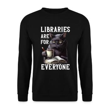 Libraries are for everyone Librarian - Unisex Sweatshirt - black - Front - Alina (178cm) & Michal (187cm)