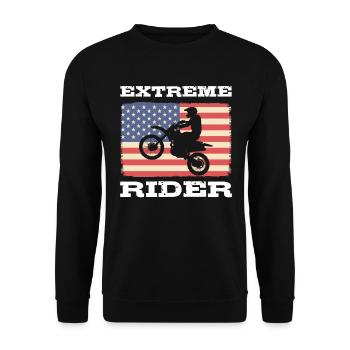 Amerikanischer Fahrer Motorradfahrer - Unisex Pullover - Schwarz - Vorne - Alina (178cm) & Michal (187cm)