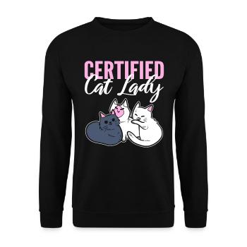 Certified Cat Lady Tieradoptionspezialist - Unisex Pullover - Schwarz - Vorne - Alina (178cm) & Michal (187cm)