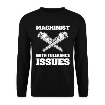 Maschinistischer Humor Maschinenbetreiber - Unisex Pullover - Schwarz - Vorne - Alina (178cm) & Michal (187cm)