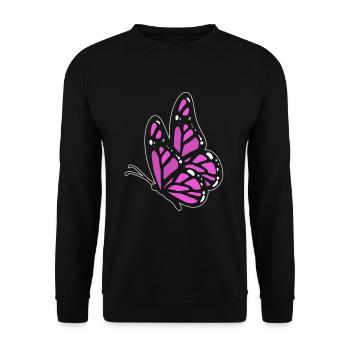 Schwarzer und lila Schmetterling Lepidopterist - Unisex Pullover - Schwarz - Vorne - Alina (178cm) & Michal (187cm)