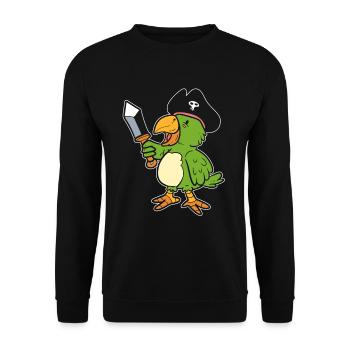 Papageipirat Ornithologe - Unisex Pullover - Schwarz - Vorne - Alina (178cm) & Michal (187cm)