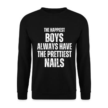 Les gars les plus heureux Les plus beaux ongles Nail Tech - Sweat-shirt Unisexe - noir - Devant - Alina (178cm) & Michal (187cm)