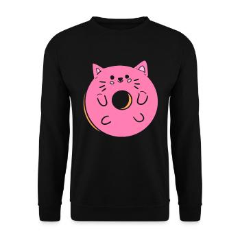 Katzen Donut Gebäckmacher - Unisex Pullover - Schwarz - Vorne - Alina (178cm) & Michal (187cm)