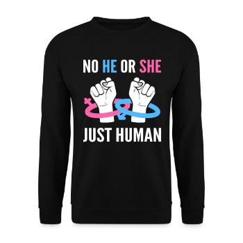 Geschlechtergleichheit Verteidiger - Unisex Pullover - Schwarz - Vorne - Alina (178cm) & Michal (187cm)