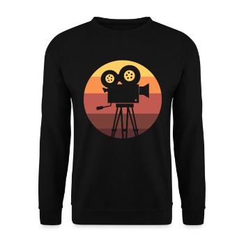 Retro -Filmkamera Regisseur - Unisex Pullover - Schwarz - Vorne - Alina (178cm) & Michal (187cm)