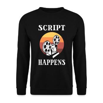 Retro -Filmkamera Filmredakteur - Unisex Pullover - Schwarz - Vorne - Alina (178cm) & Michal (187cm)