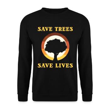 Save Trees Save Lives Naturliebhaber - Unisex Pullover - Schwarz - Vorne - Alina (178cm) & Michal (187cm)