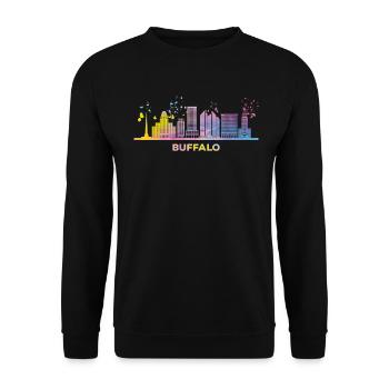 Buffalonians Skyline Stadtbild Buffalo - Unisex Pullover - Schwarz - Vorne - Alina (178cm) & Michal (187cm)
