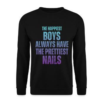 Les gars les plus heureux Les plus beaux ongles Nail Tech - Sweat-shirt Unisexe - noir - Devant - Alina (178cm) & Michal (187cm)