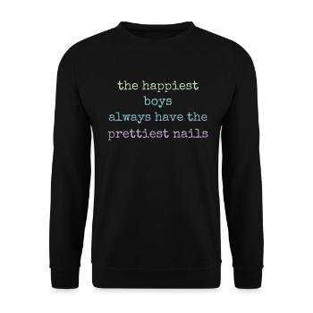 Les gars les plus heureux Les plus beaux ongles Nail Tech - Sweat-shirt Unisexe - noir - Devant - Alina (178cm) & Michal (187cm)