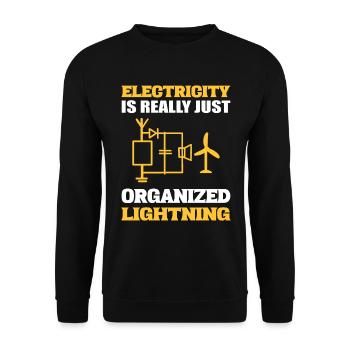 Lustiger Elektriker Elektrischer Superintendent - Unisex Pullover - Schwarz - Vorne - Alina (178cm) & Michal (187cm)
