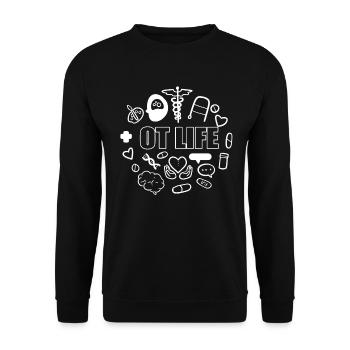 OT Life Sprachtherapeut - Unisex Pullover - Schwarz - Vorne - Alina (178cm) & Michal (187cm)