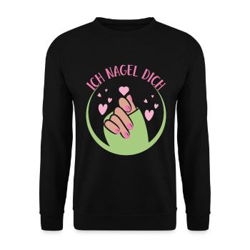Ich Nagel Dich Nail Art Nagelsalon Nageldesignerin - Unisex Pullover - Schwarz - Vorne - Alina (178cm) & Michal (187cm)