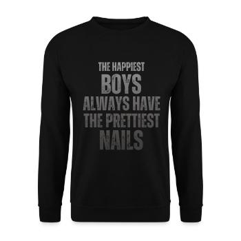 Les gars les plus heureux Les plus beaux ongles Nail Tech - Sweat-shirt Unisexe - noir - Devant - Alina (178cm) & Michal (187cm)