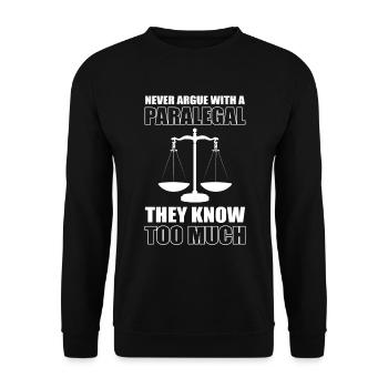 Paralegal Humor Rechtsanwaltsgehilfe - Unisex Pullover - Schwarz - Vorne - Alina (178cm) & Michal (187cm)