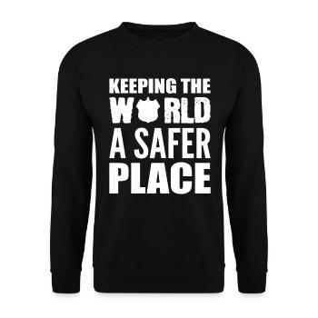 Lustiger Justizvollzugsbeamter Gefängniswärter - Unisex Pullover - Schwarz - Vorne - Alina (178cm) & Michal (187cm)