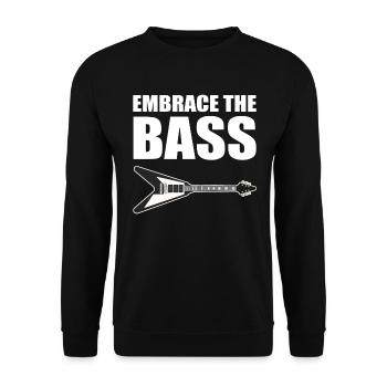 Lustiger Bassgitarrist Gitarrenlehrer - Unisex Pullover - Schwarz - Vorne - Alina (178cm) & Michal (187cm)
