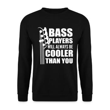 Lustiger Bassgitarrist Instrumentalist - Unisex Pullover - Schwarz - Vorne - Alina (178cm) & Michal (187cm)