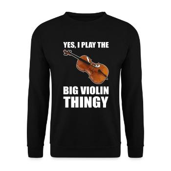 Lustig Cello -Spieler Cellist - Unisex Pullover - Schwarz - Vorne - Alina (178cm) & Michal (187cm)