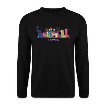 Bostonian Skyline Colorful Cityscape Boston - Unisex Sweatshirt - black - Front - Alina (178cm) & Michal (187cm)