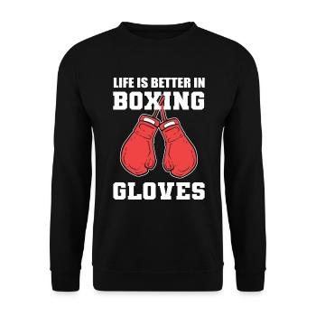 Boxhandschuhe Professioneller Kickboxer - Unisex Pullover - Schwarz - Vorne - Alina (178cm) & Michal (187cm)