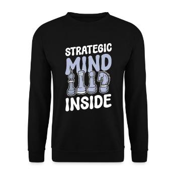 Strategic Mind Inside Schachspieler - Unisex Pullover - Schwarz - Vorne - Alina (178cm) & Michal (187cm)