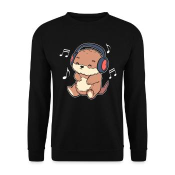 Musikliebhaber Otter Komponist - Unisex Pullover - Schwarz - Vorne - Alina (178cm) & Michal (187cm)