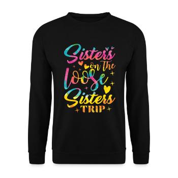 Urlaub Schwester Reisen Lustige Schwester Reise - Unisex Pullover - Schwarz - Vorne - Alina (178cm) & Michal (187cm)