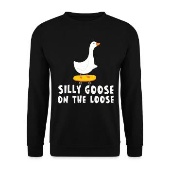 Silly geese on the loose - Unisex Sweatshirt - black - Front - Alina (178cm) & Michal (187cm)