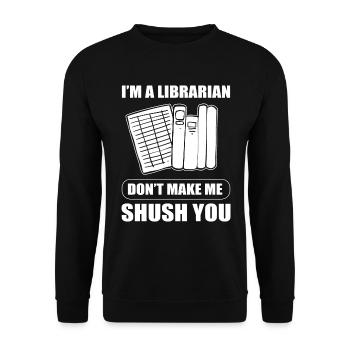 Lustiger Bibliothekar Archivar - Unisex Pullover - Schwarz - Vorne - Alina (178cm) & Michal (187cm)