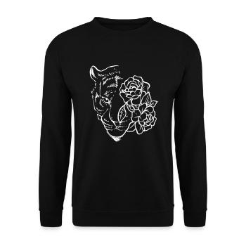 Tiger mit Blumen Zoologe - Unisex Pullover - Schwarz - Vorne - Alina (178cm) & Michal (187cm)