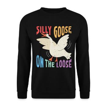 Die Dumme Gans Auf Freiem Fuß - Unisex Pullover - Schwarz - Vorne - Alina (178cm) & Michal (187cm)