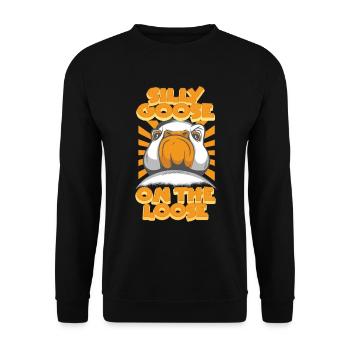 Die Dumme Gans Auf Freiem Fuß - Unisex Pullover - Schwarz - Vorne - Alina (178cm) & Michal (187cm)