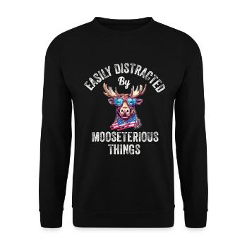 Facilement distrait drôle orignal orignal - Sweat-shirt Unisexe - noir - Devant - Alina (178cm) & Michal (187cm)