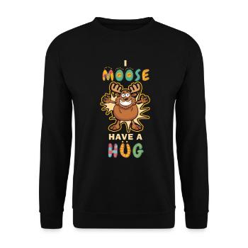 I Moose Have A Hug Umarmung Kuscheln Lustig Elch - Unisex Pullover - Schwarz - Vorne - Alina (178cm) & Michal (187cm)