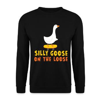 Die Dumme Gans Auf Freiem Fuß - Unisex Pullover - Schwarz - Vorne - Alina (178cm) & Michal (187cm)