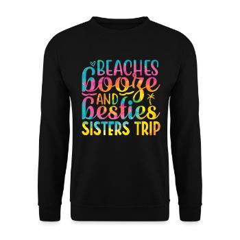 Urlaub Schwester Reisen Lustige Schwester Reise - Unisex Pullover - Schwarz - Vorne - Alina (178cm) & Michal (187cm)
