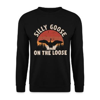 Die Dumme Gans Auf Freiem Fuß - Unisex Pullover - Schwarz - Vorne - Alina (178cm) & Michal (187cm)