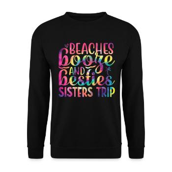 Urlaub Schwester Reisen Lustige Schwester Reise - Unisex Pullover - Schwarz - Vorne - Alina (178cm) & Michal (187cm)