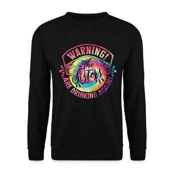 Avertissement : les filles boivent à nouveau - Sweat-shirt Unisexe - noir - Devant - Alina (178cm) & Michal (187cm)