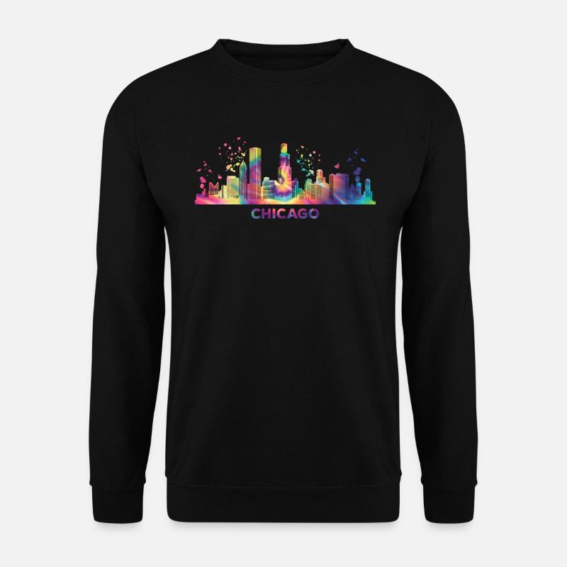 Chicagoan Aquarell Skyline Chicago - Unisex Pullover - Schwarz