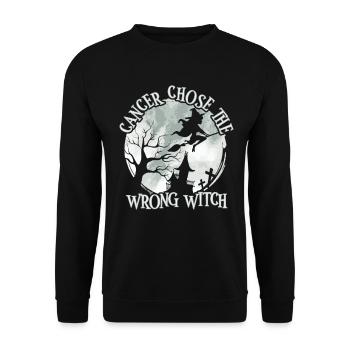 Krebs Hexe Weiß Lungenkrebs - Unisex Pullover - Schwarz - Vorne - Alina (178cm) & Michal (187cm)