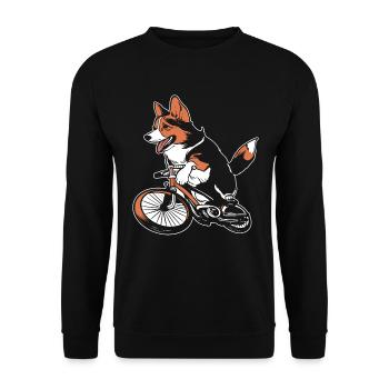 Corgi Rider Biker - Unisex Pullover - Schwarz - Vorne - Alina (178cm) & Michal (187cm)